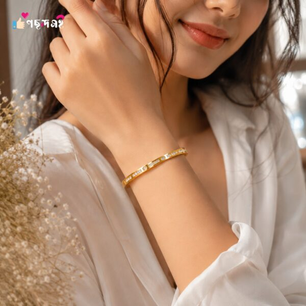 22K Gold Plated Stainless Steel white stone Bracelet BR58