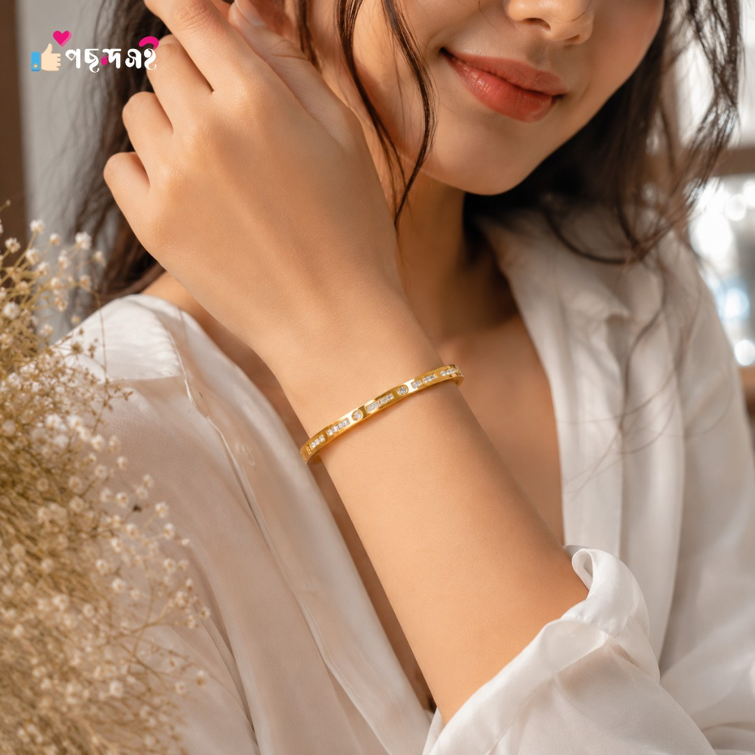 22K Gold Plated Stainless Steel white stone Bracelet BR58