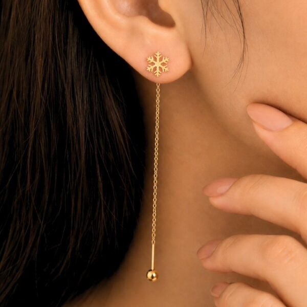 Sui suta Snow Crystal Design 22karet Gold Plated Earrings
