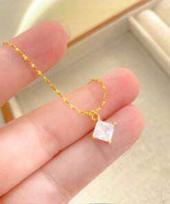 18k gold polis Square One Diamond Necklace Nc06