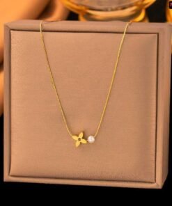 18K gold plated 1 flower 1pear neckpiece Nc40