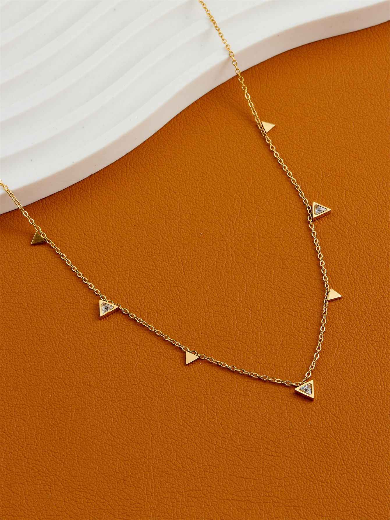 Golden Small Triangle Hanging Pendant 22Karet Gold Plated Necklace