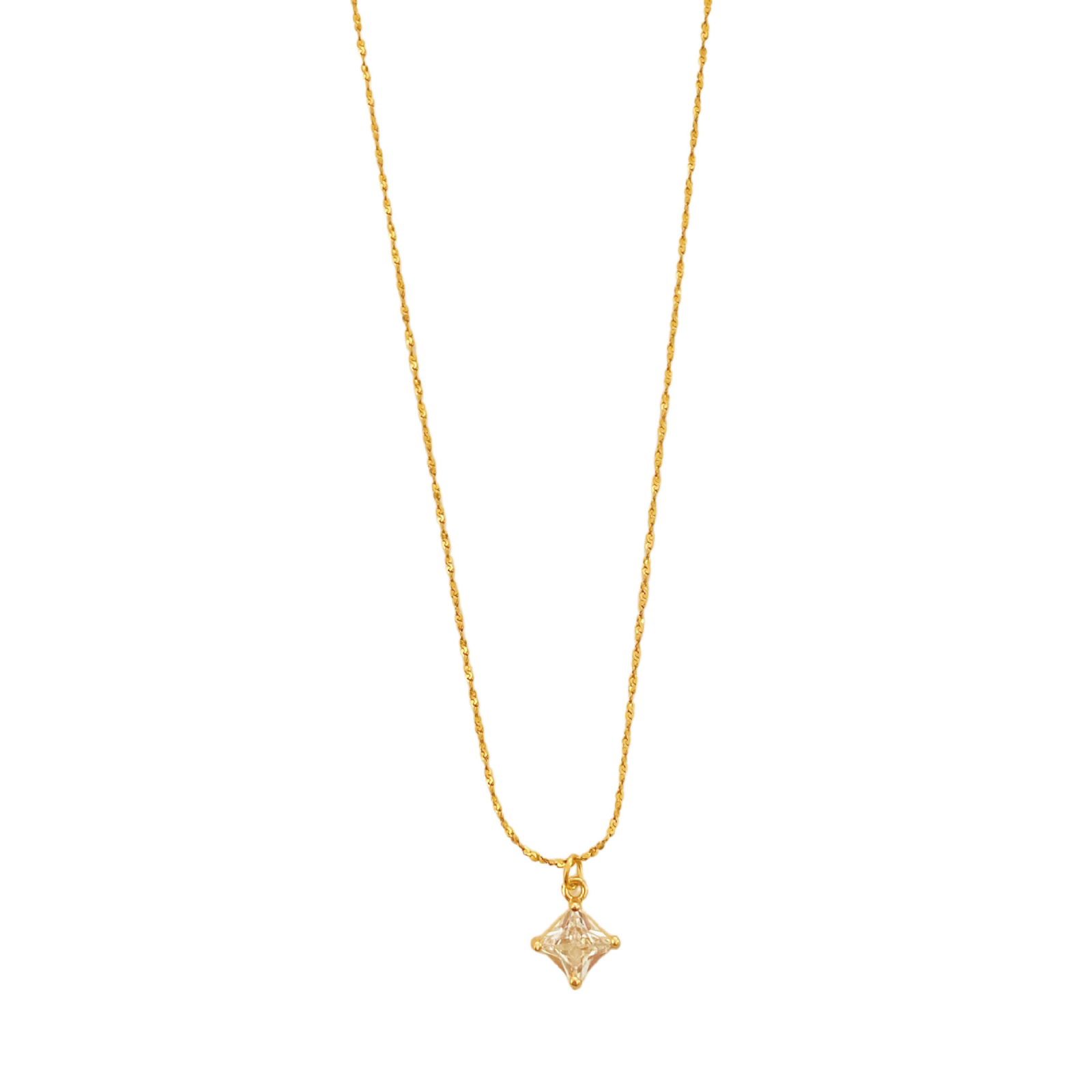 18k gold polis Square One Diamond Necklace Nc06 - Image 5