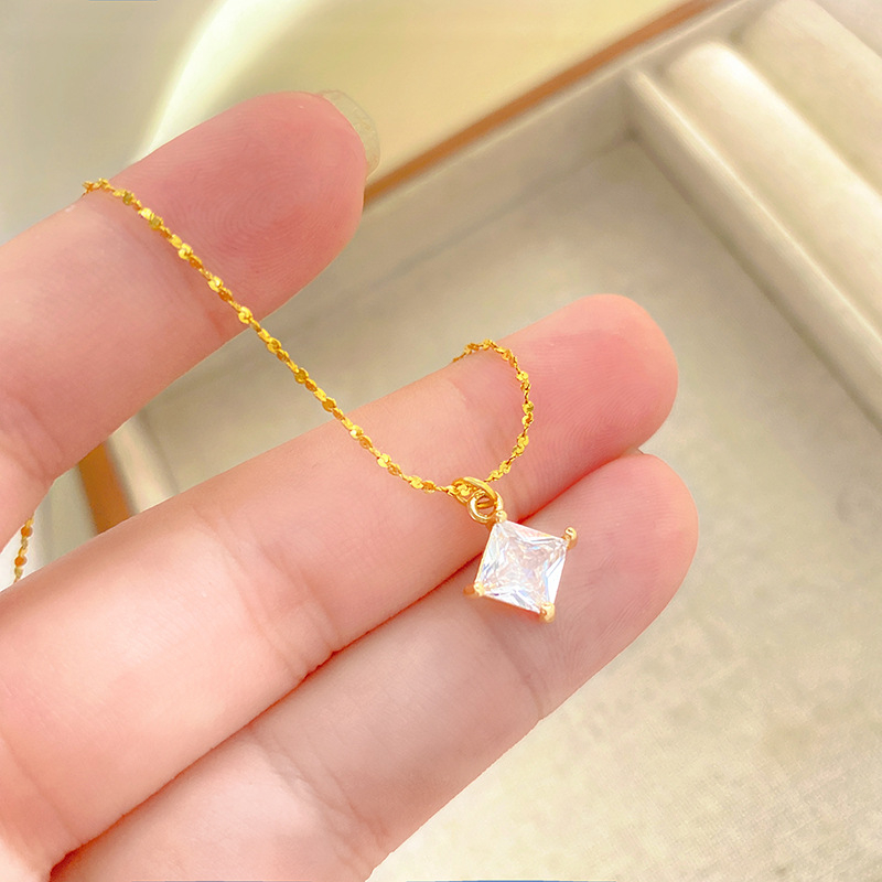 18k gold polis Square One Diamond Necklace Nc06