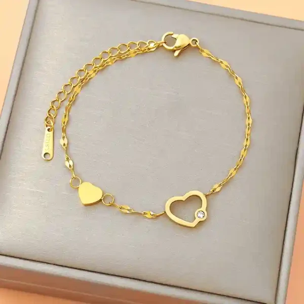 Dual Love with 1 Zircon Stone Bracelet
