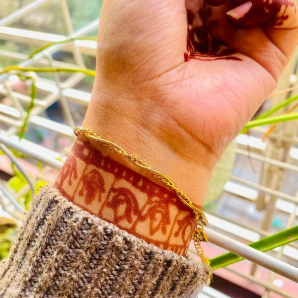 Alternative view of Double Layer Rice Beads Stainless Steel Bracelet B92