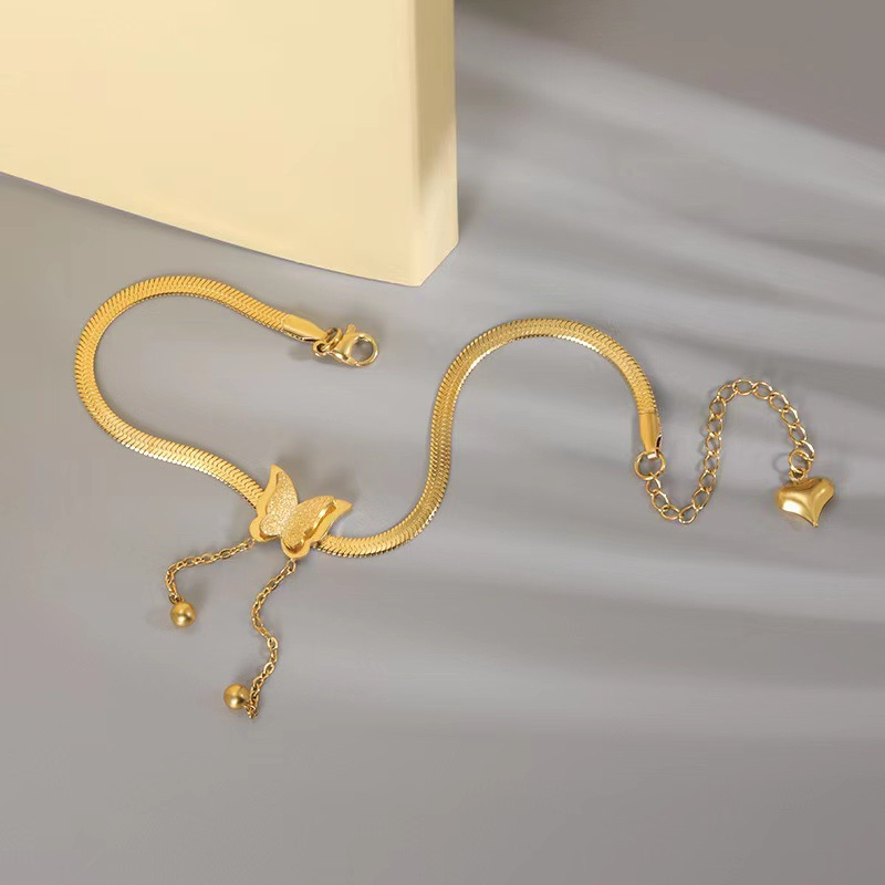 Alternative view of New 21k gold plated Butterfly snake anklet PL-03
