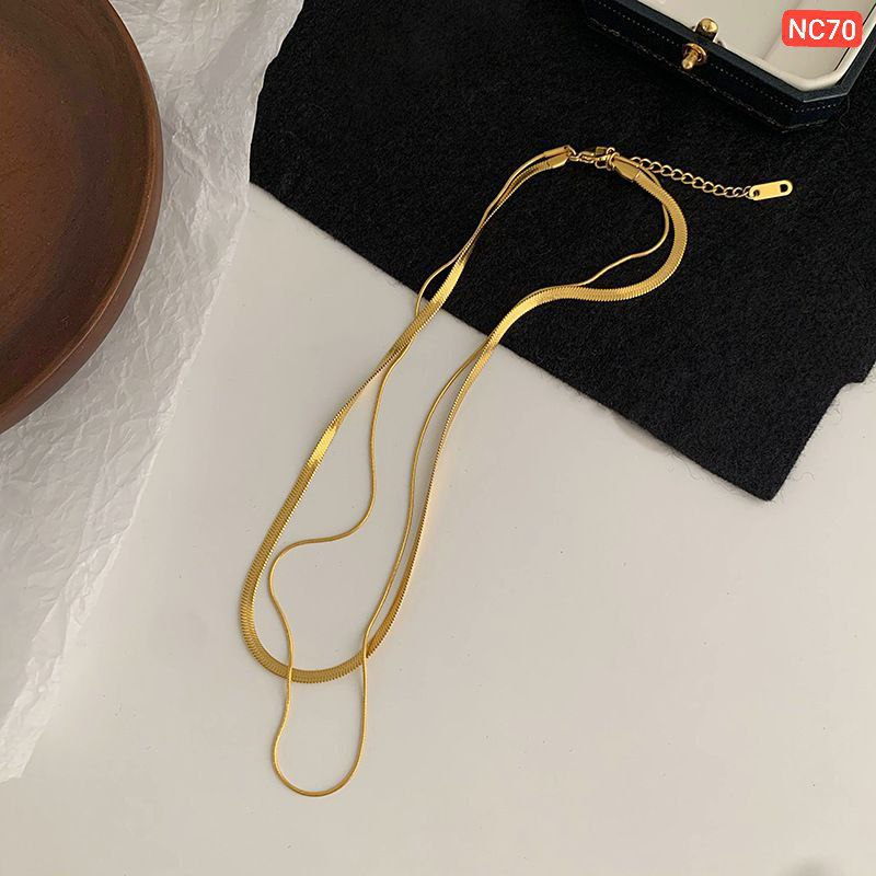 Alternative view of A layer thick and a layer thin 18K gold Necklace NC70