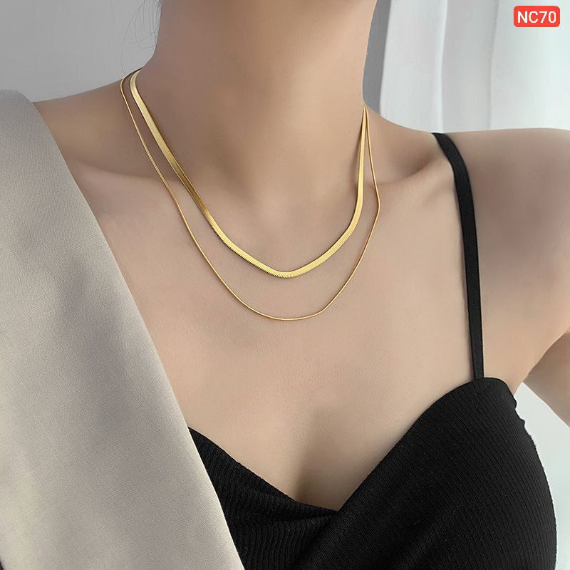 A layer thick and a layer thin 18K gold Necklace NC70
