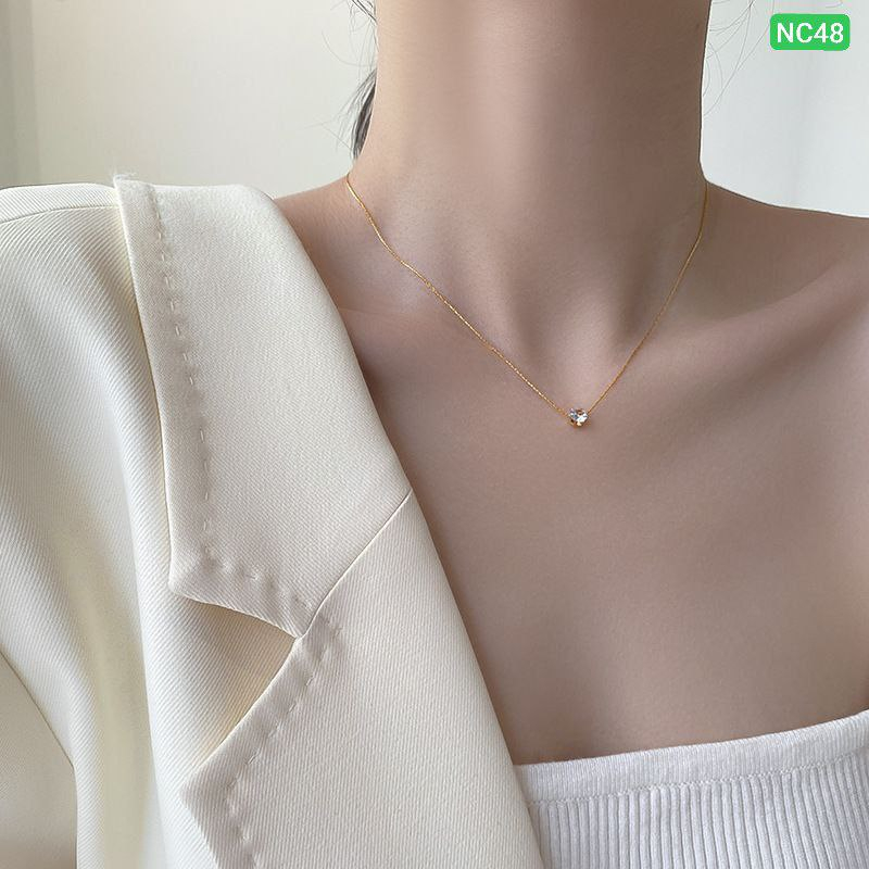 Alternative view of one diamond round neckpice NC48