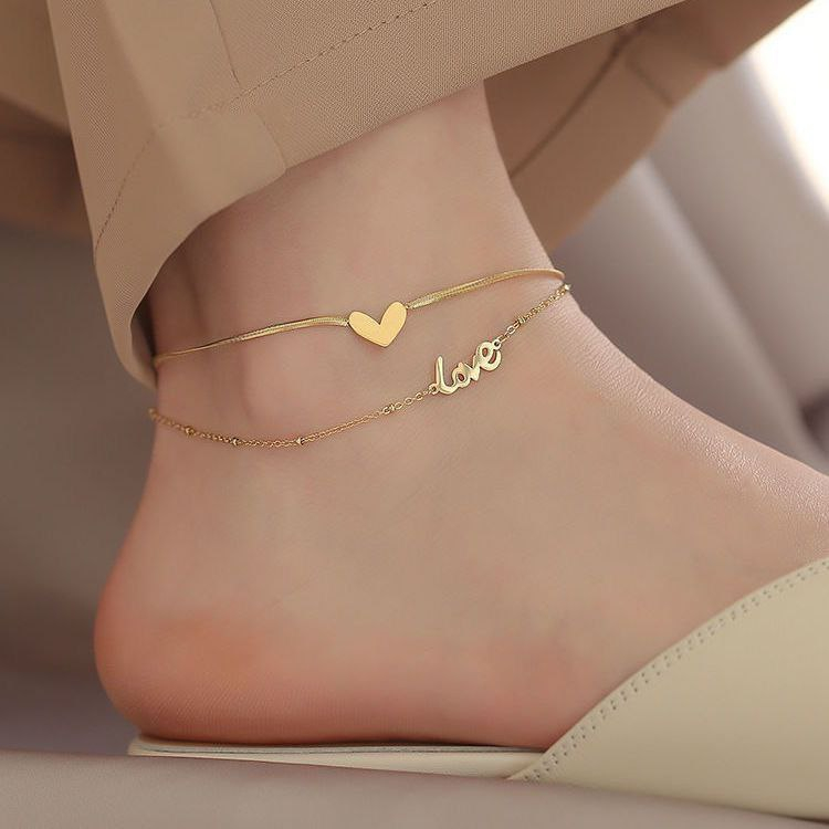 2 pis premium Double layer love anklet PL-04