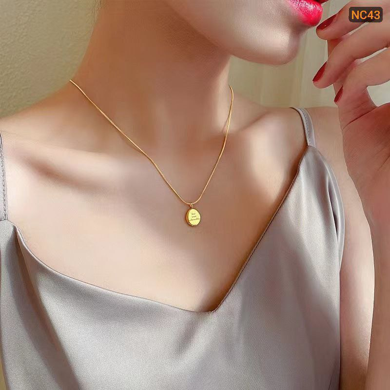 Titanium steel letter gold bean necklace