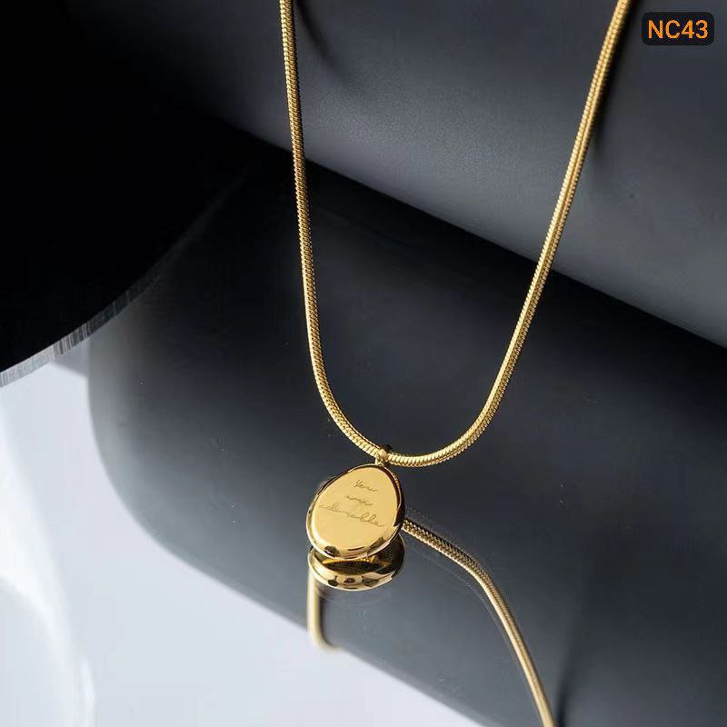 Alternative view of Titanium steel letter gold bean necklace