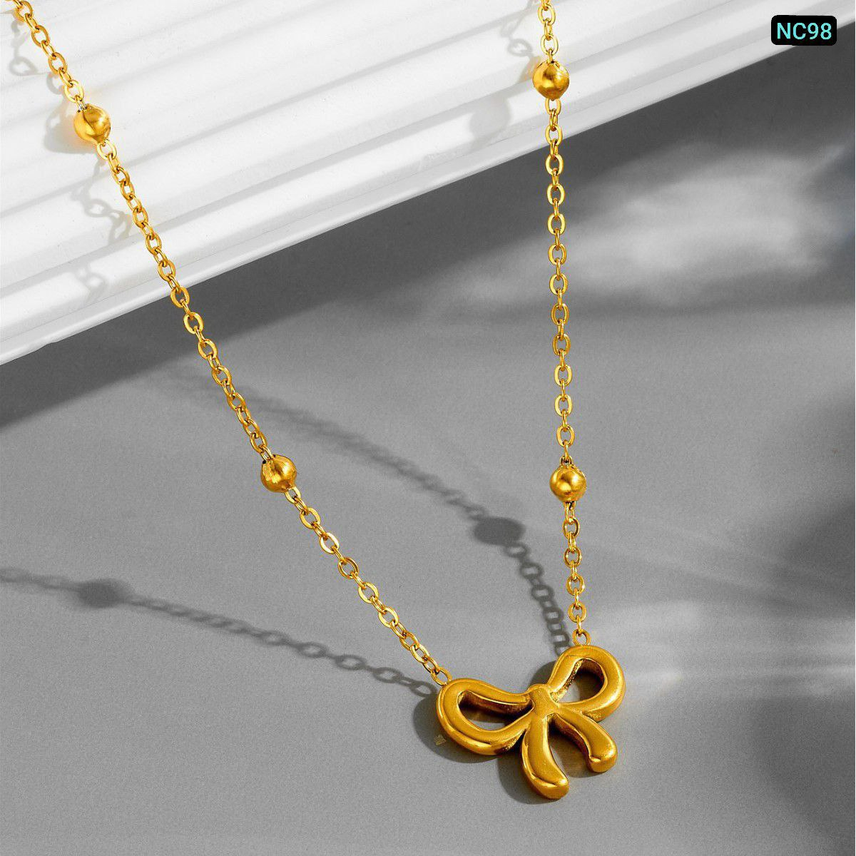 Alternative view of Bow Style stainless steel Necklace Nc01