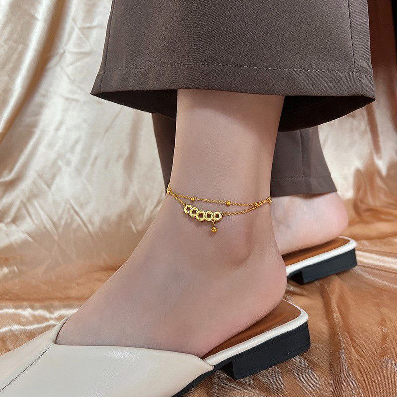Double chain copper coin anklet payel PL-11