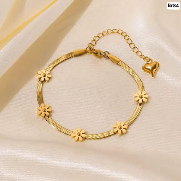 Alternative view of 5 Flower 22Karet Gold Plated Stainless Steel Bracelet