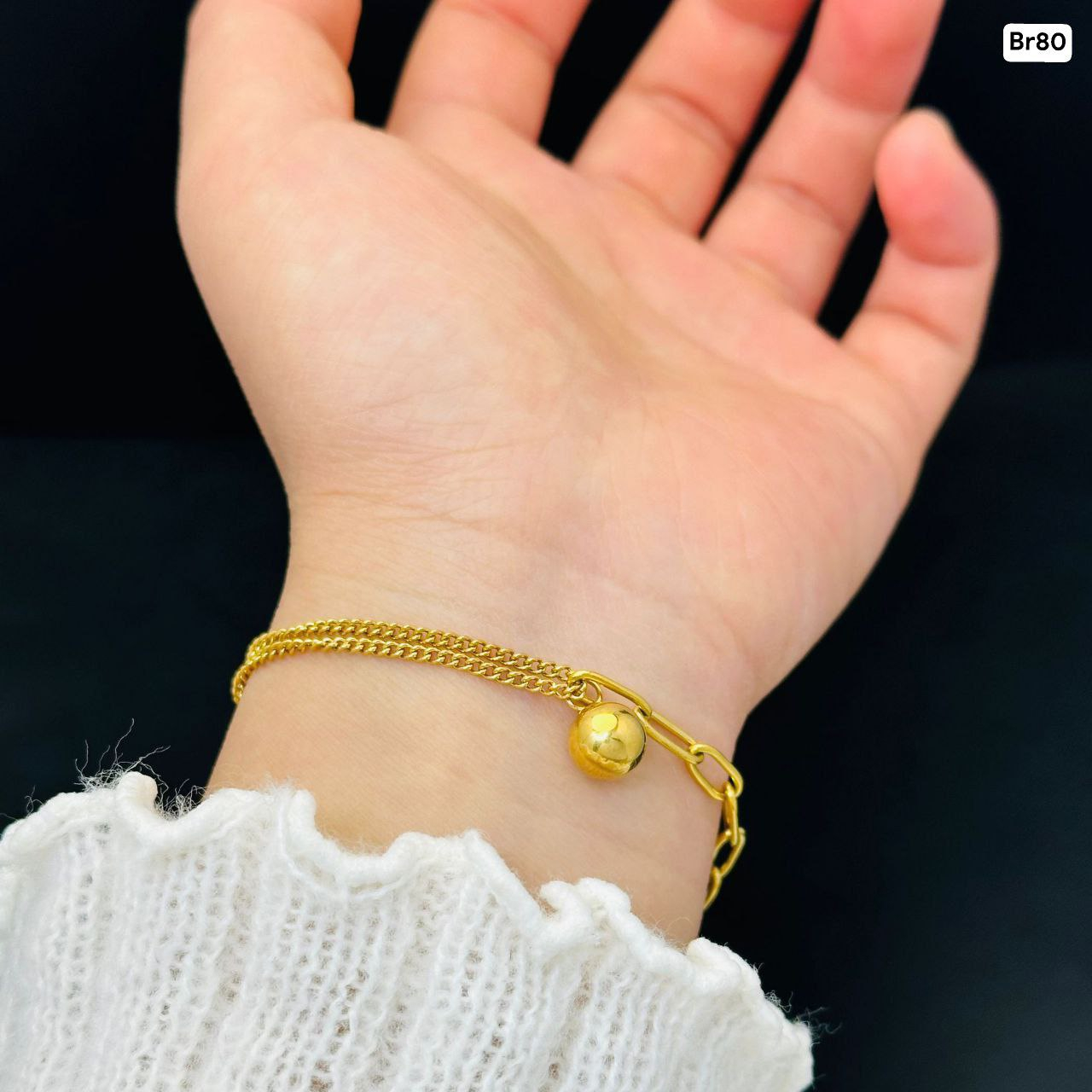 One ball Bead chain 2 layer Bracelet Br03 - Image 3
