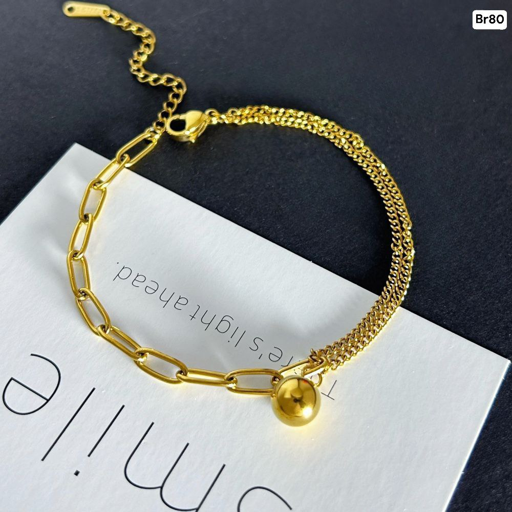 Alternative view of One ball Bead chain 2 layer Bracelet Br03