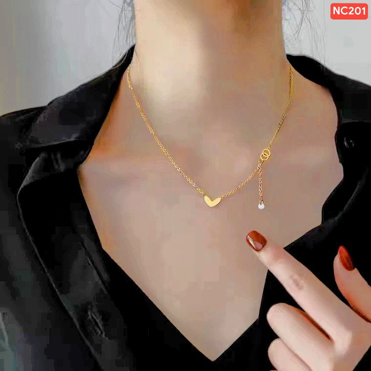 18K gold plated 2 Inter Circle love stone Necklace NC201 - Image 4