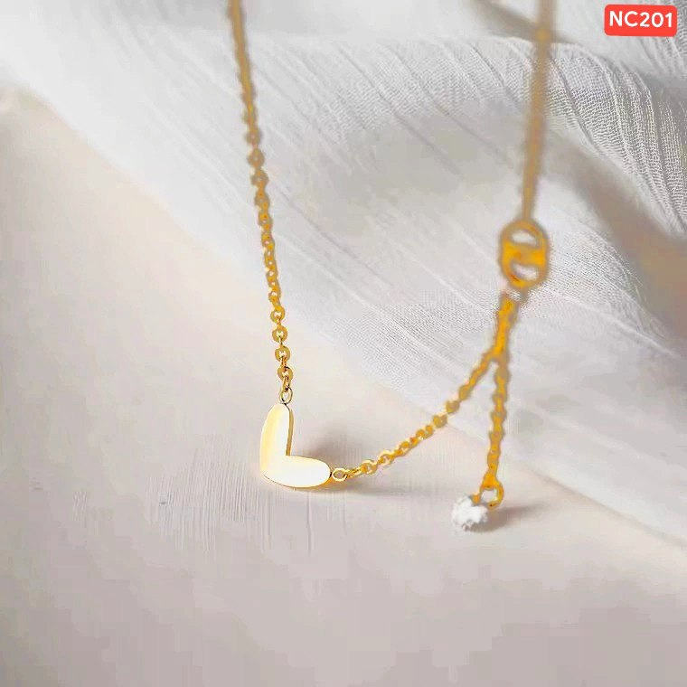 Alternative view of 18K gold plated 2 Inter Circle love stone Necklace NC201