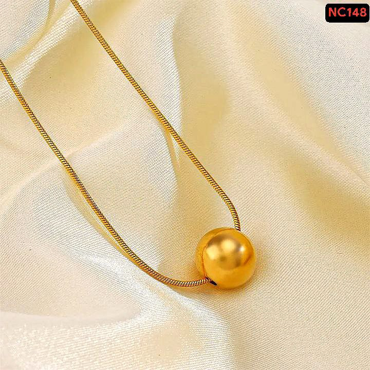 Alternative view of 18K gold plated One Golden Ball shining chain Necklace NC04