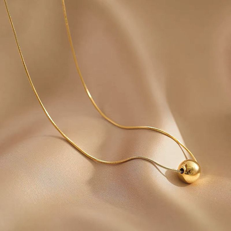18K gold plated One Golden Ball shining chain Necklace NC04