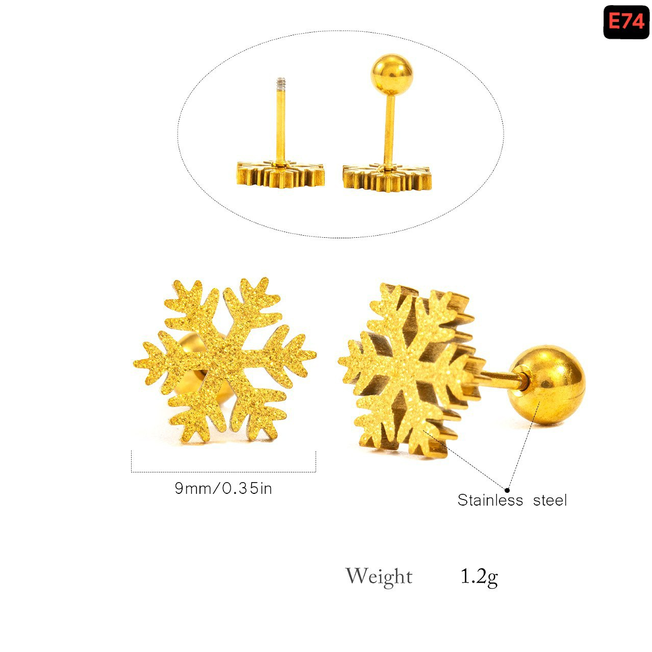 Snowfall 18K Gold Earrings E74 - Image 4