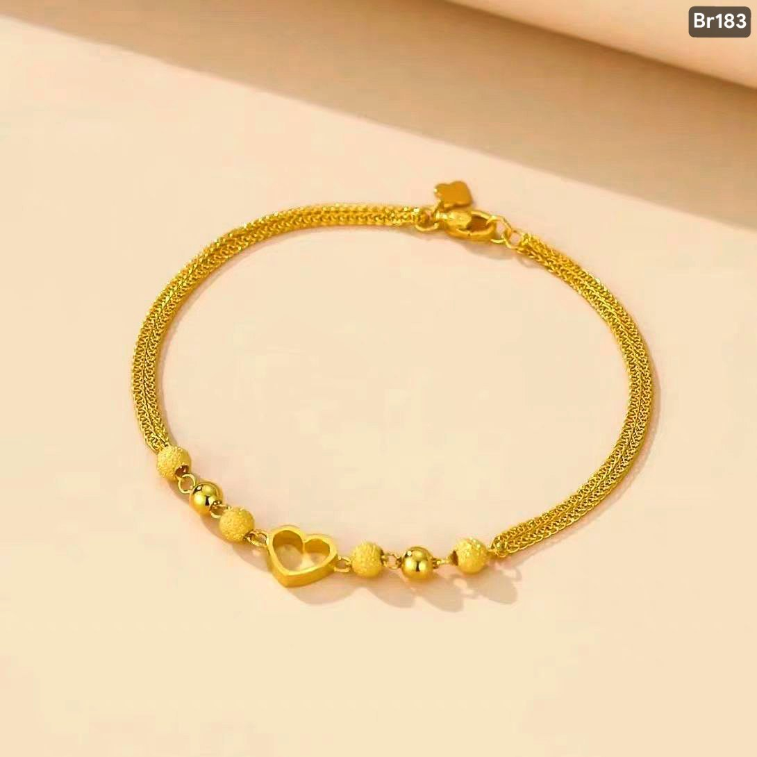 Hollowed-out heart-shaped 22karet Gold Plated bracelet Br183