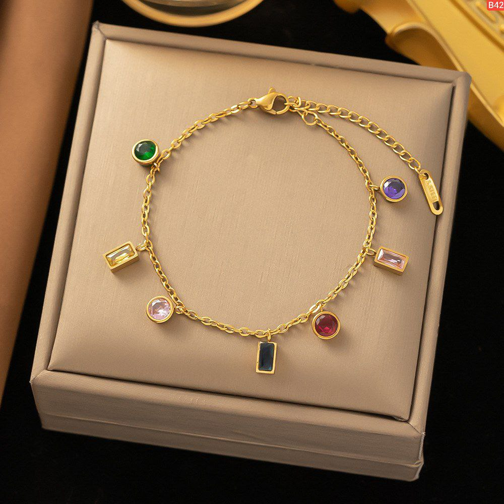 Alternative view of High Quality Multi Colour Stone Bracelet B42