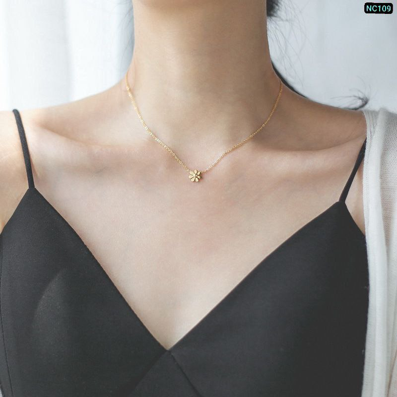 18k gold plated 1 Flower simple Chain NC03 - Image 3