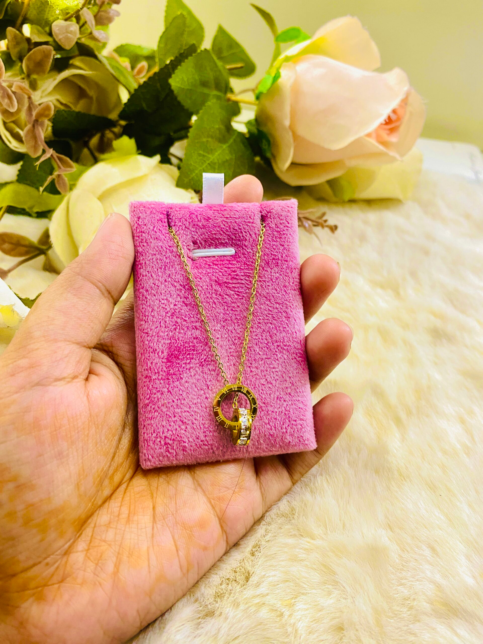 18K gold plated double ring neckpice N94