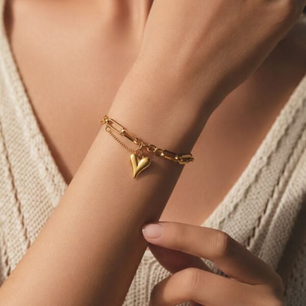 22 karet Stainless Steel Gold Plated Love Chain Bracelet