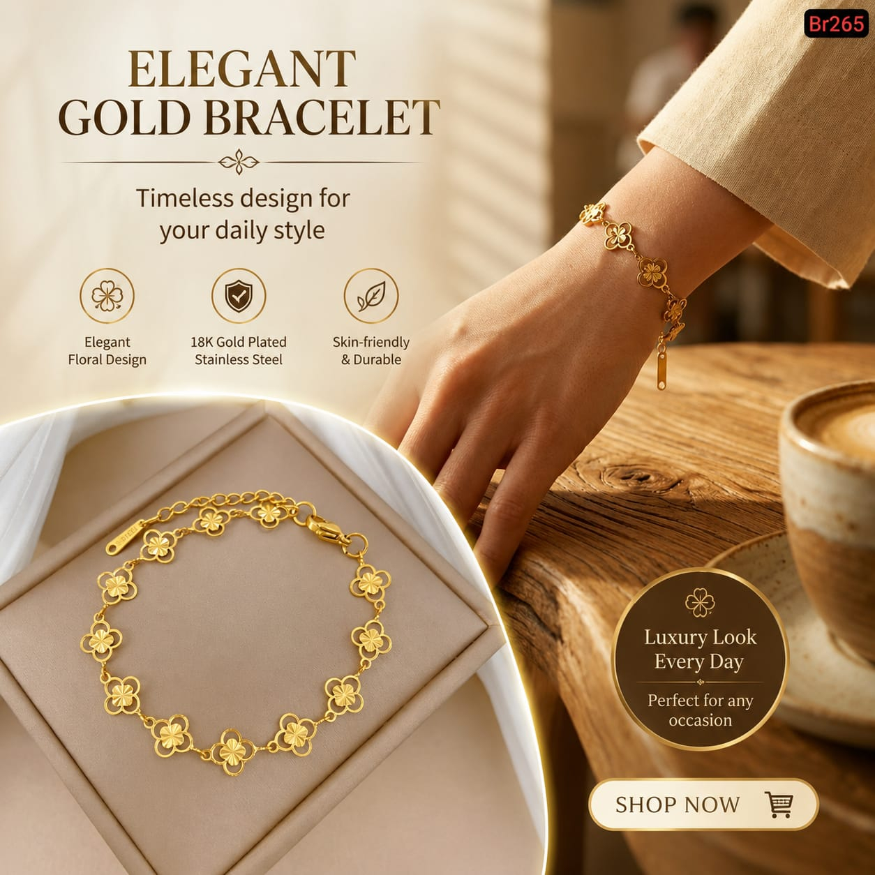 New 21k gold plated shinig bracelet B-01
