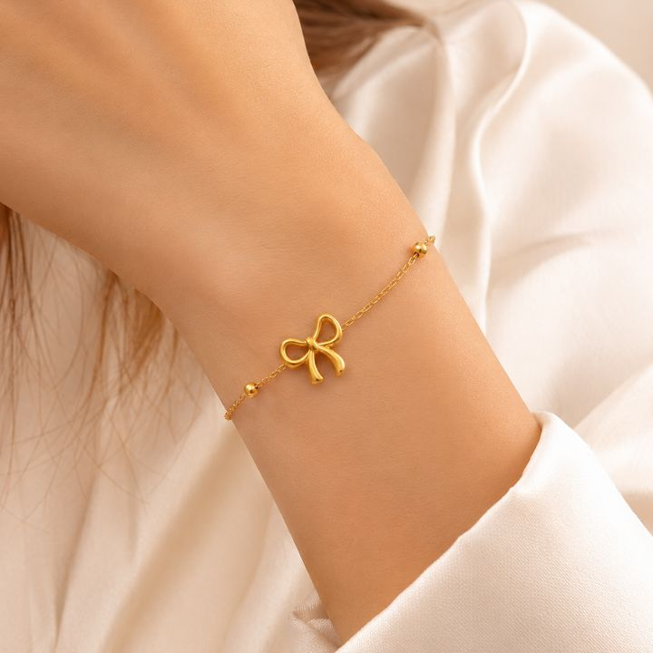 Tie Design Stainless Steel Gold Plated Chain Bracelet - Image 2