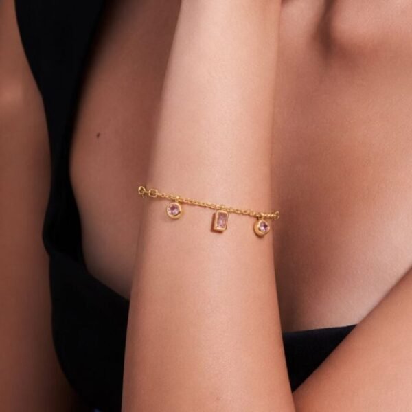 3 purple Zircon stone Gold Plated Bracelet