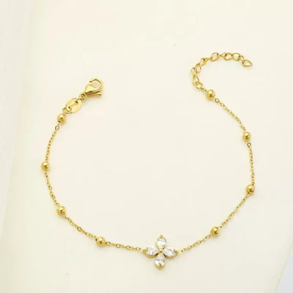 Alternative view of 8 Ball 1 Flower Zircon Stone Bracelet