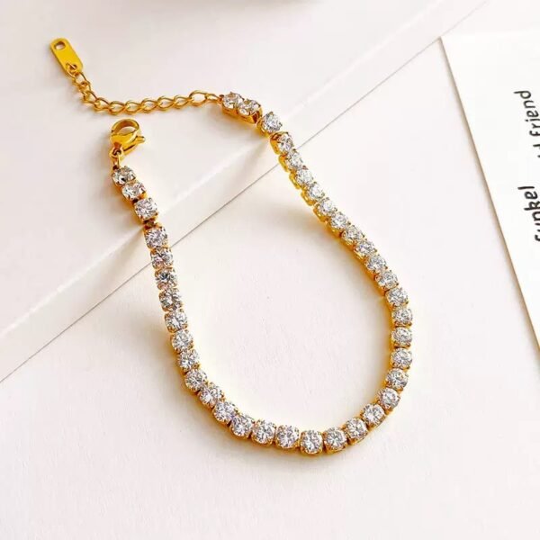 22 karet Stainless Steel Gold Plated White Zircon Stone Bracelet