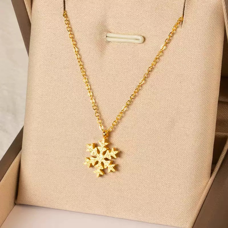 Special Snow Crystal pendant 22Karet Gold Plated Necklace - Image 2