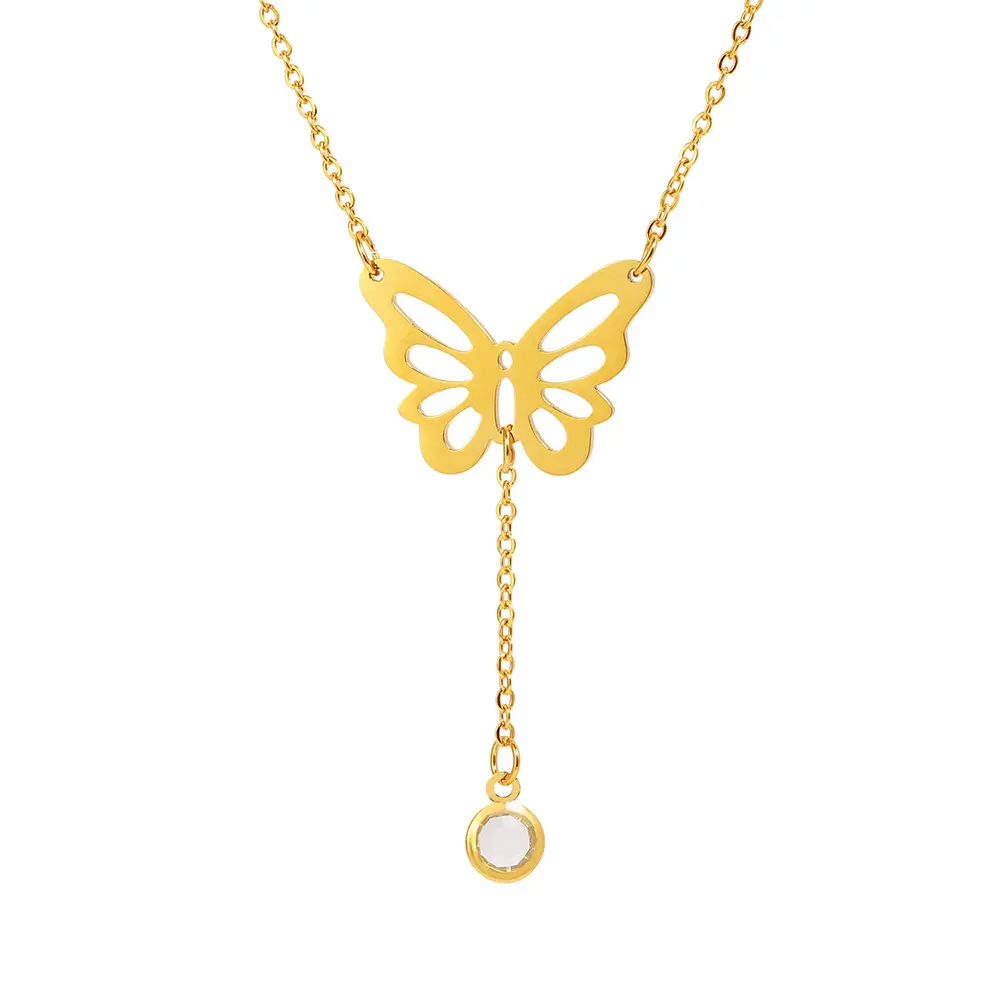 Special Butterfly Hanging Stone pendant 22Karet Gold Plated Necklace - Image 3