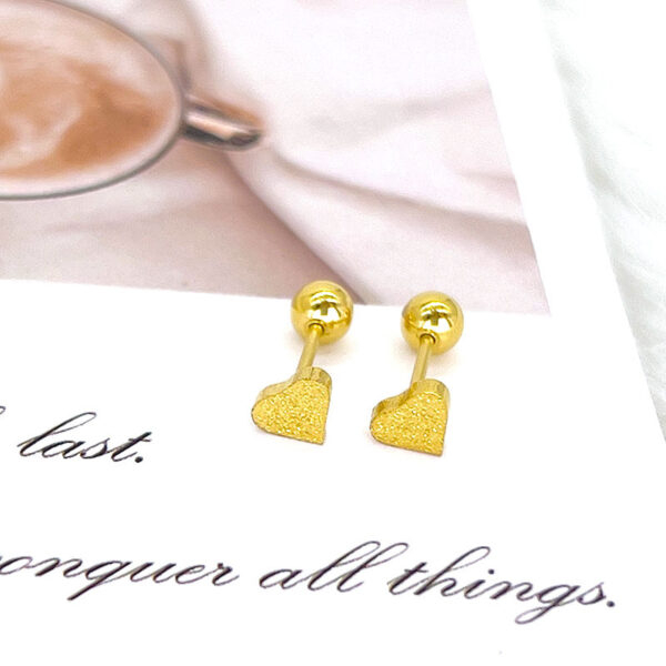 Alternative view of Love Shape Backpin Shining 22karet Gold Plated Earring