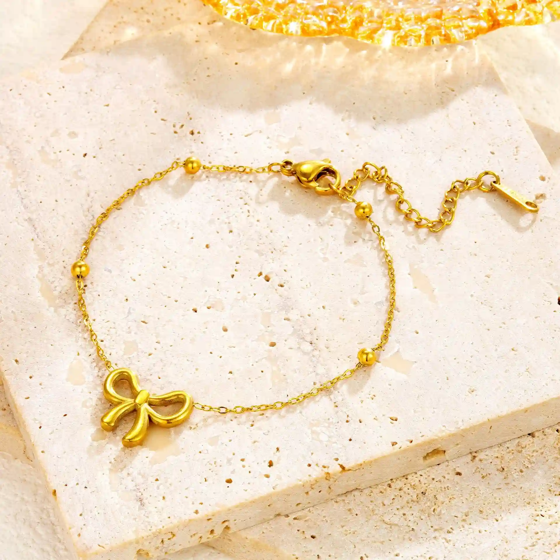 Tie Design Stainless Steel Gold Plated Chain Bracelet