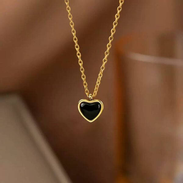 Alternative view of Dark Love Hanging Pendant 22Karet Gold Plated Necklace