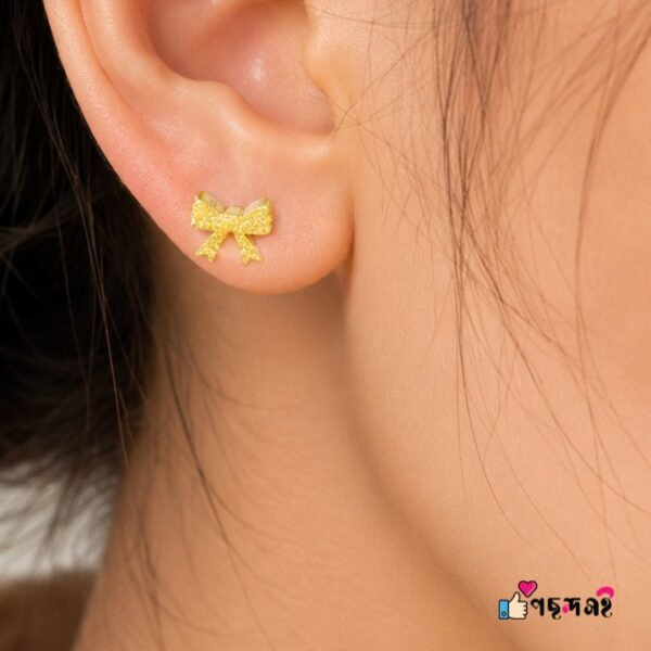 Bow Tie Design Shining 22karet Gold Plated Earrings