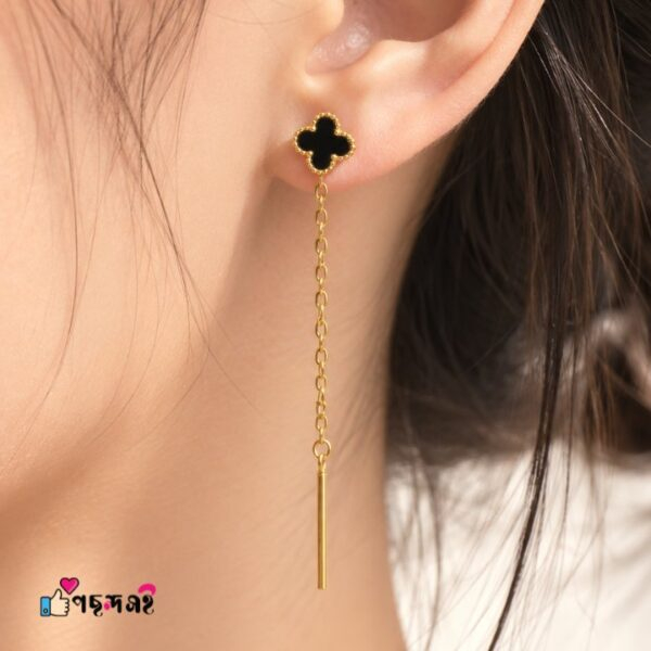 Roman Dark Flower Shining 22karet Gold Plated Earring