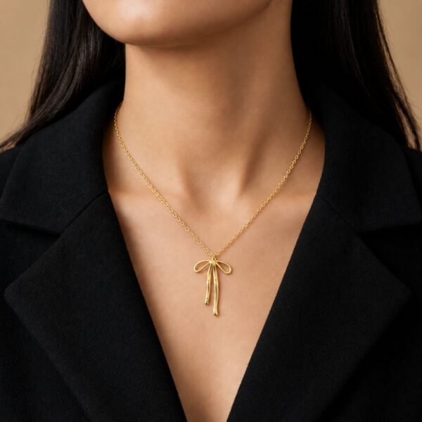 Tiedant Shape Pendant 22Karet Gold Plated Chain Necklace