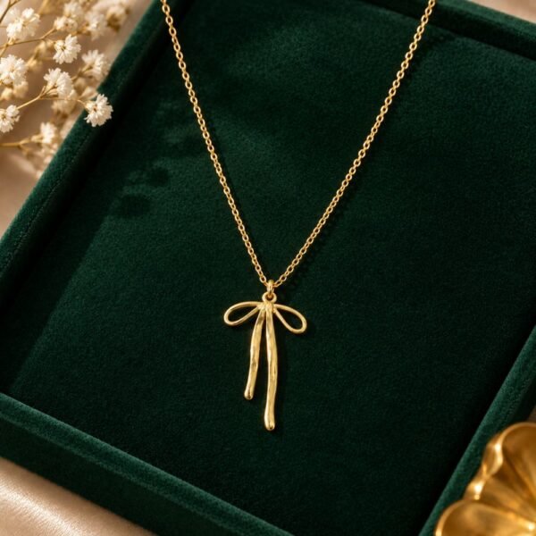 Alternative view of Tiedant Shape Pendant 22Karet Gold Plated Chain Necklace