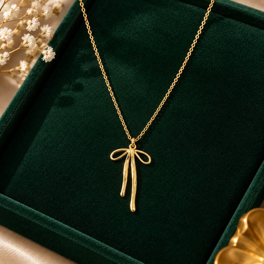 Tiedant Shape Pendant 22Karet Gold Plated Chain Necklace - Image 2