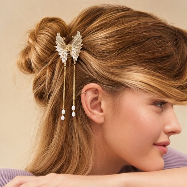 Original Chineese Imported Butterfly Design White Stone Hair Clip