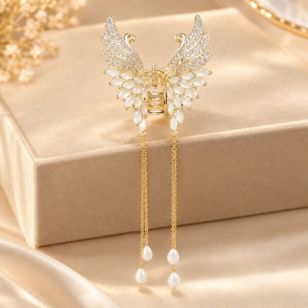 Alternative view of Original Chineese Imported Butterfly Design White Stone Hair Clip